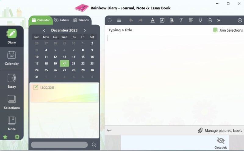 Использование Rainbow Diary для добавления записей в журнал.