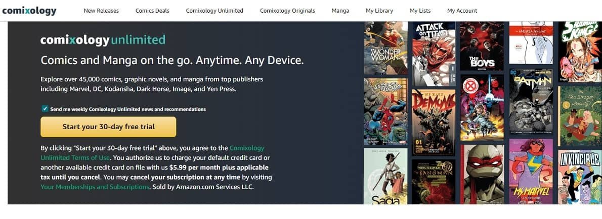 Лучшие альтернативы Kindle Unlimited для неограниченного чтения Comixology2