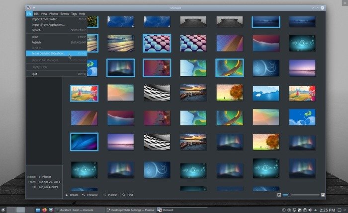 Лучшие программы для смены обоев Linux Shotwell Desktop Слайд-шоу