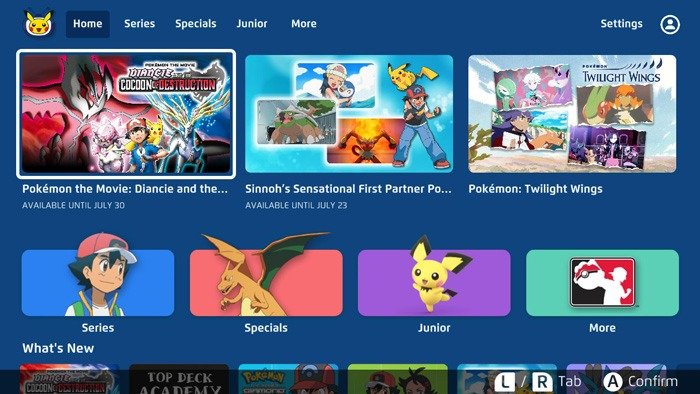 Приложение Pokemon TV на Nintendo Switch