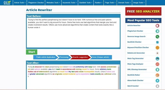 Лучшие онлайн-инструменты для перефразирования, которые вам нужно попробовать Seo Wagon