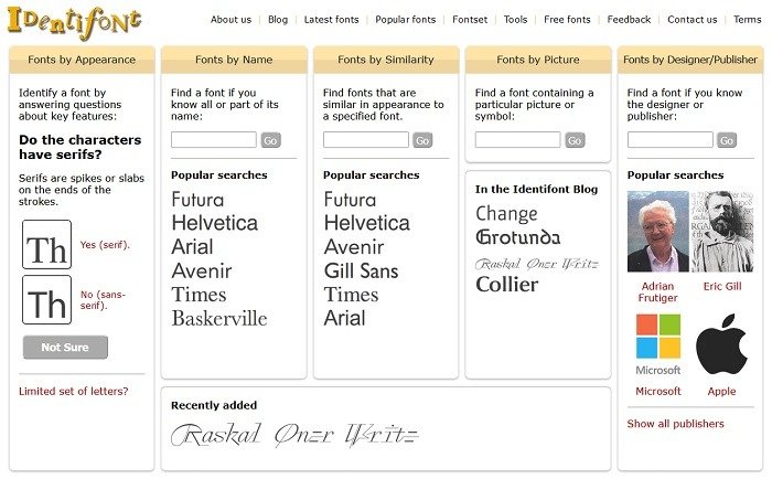 Лучшие сайты определяют шрифты Identifont