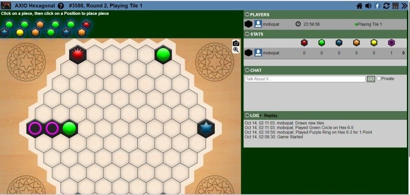 Игра в раунд Axio Hexagonal на Triqqy