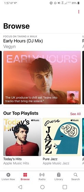 Приложение Apple Music для Android.