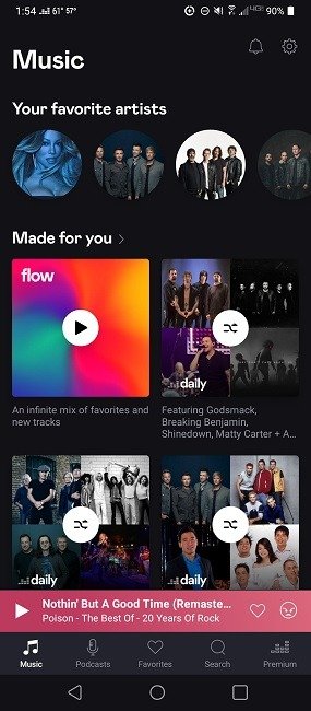 Музыкальный проигрыватель приложения Deezer для Android.