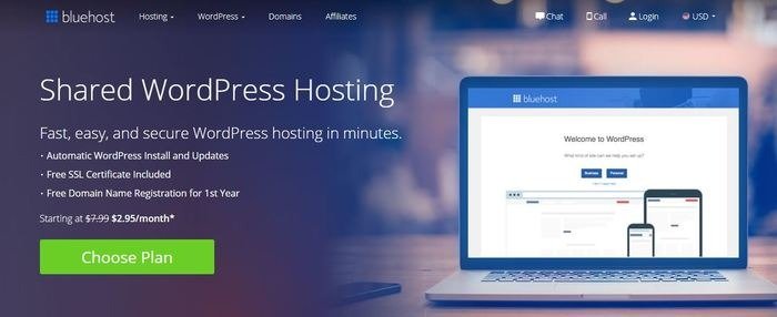 Лучший хостинг WordPress Bluehost