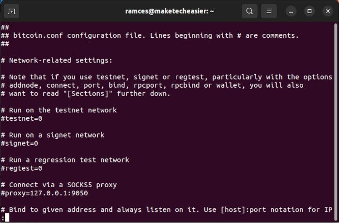 Файл конфигурации узла Bitcoin Lightning Node 09