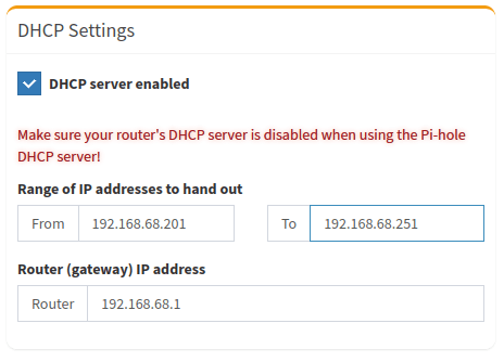 Скриншот «Настройки DHCP» с новым значением «Кому».