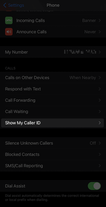 Настройка функции Caller ID на iPhone.
