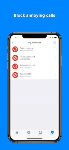 Блокировка приложения Robocalls Truecaller