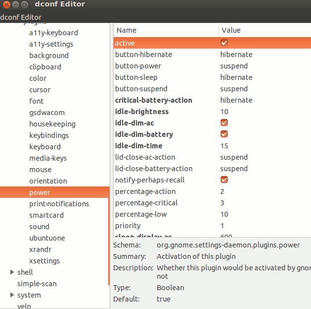 Управление яркостью в редакторе dconf