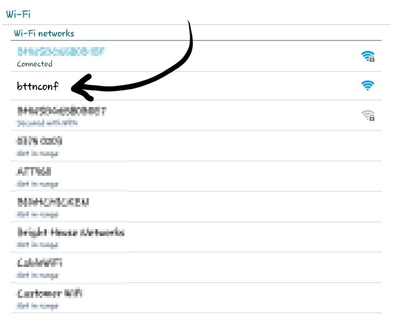 Подключитесь к SSID bttnconf на своем мобильном устройстве.