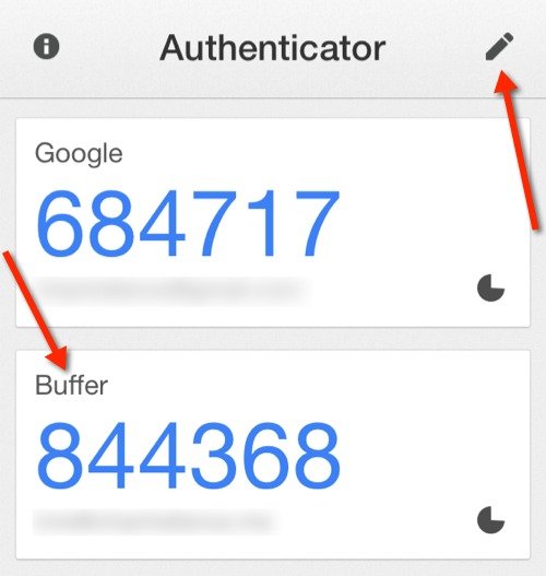 Буфер добавлен в приложение Google Authenticator для iOS.