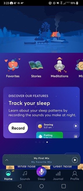 Главный экран BetterSleep с отслеживанием сна