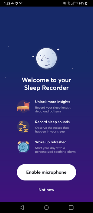 Включение регистратора сна BetterSleep