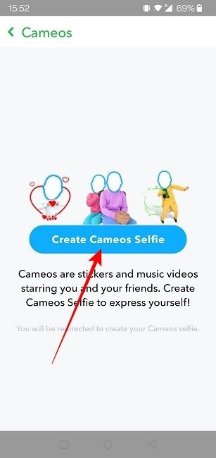 Cameos Selfie Snapchat Создать начальную кнопку