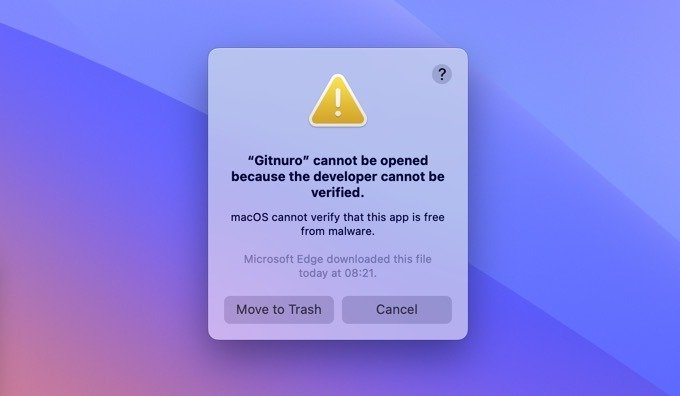 Невозможно открыть Не проверено Macos