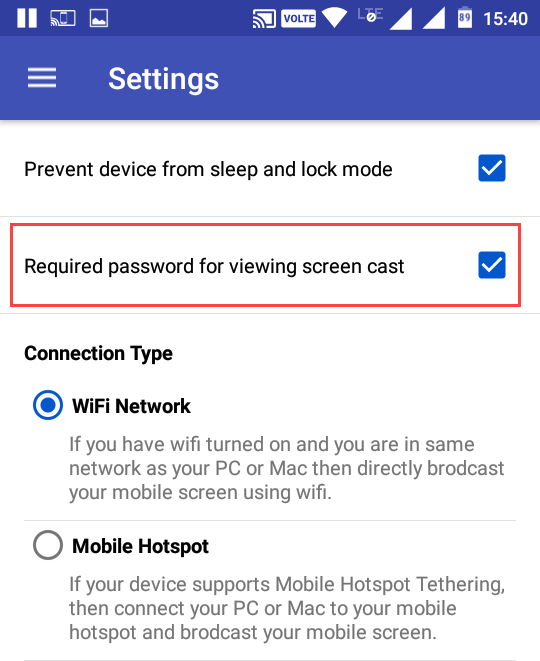 Cast-Android-Экран-в-Linux-включить-защиту пароля