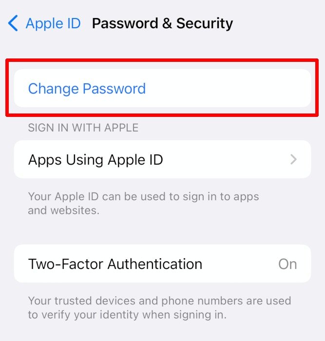 Изменить пароль Apple ID