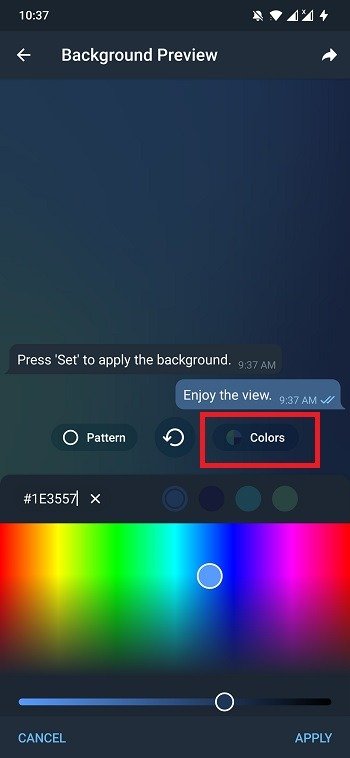 Изменить цвет фона Telegram