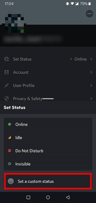 Изменить статус Discord Mobile Custom Status