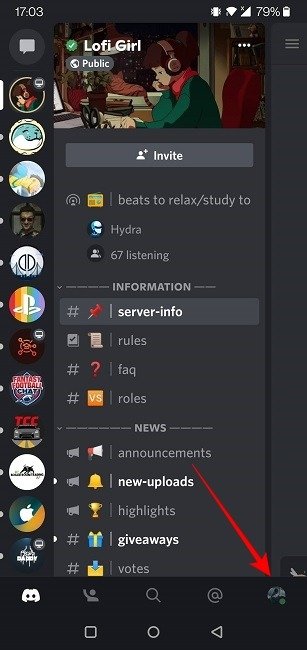 Изменить изображение профиля мобильного телефона в статусе Discord