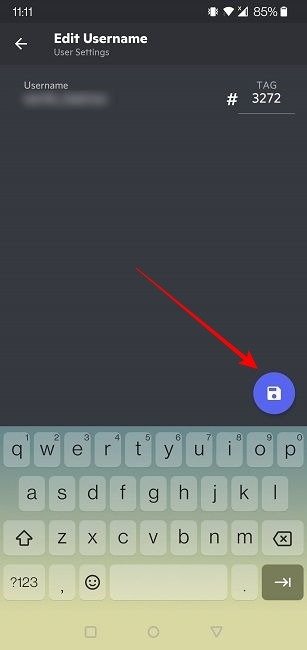 Изменить имя пользователя Discord Mobile Сохранить новое имя пользователя