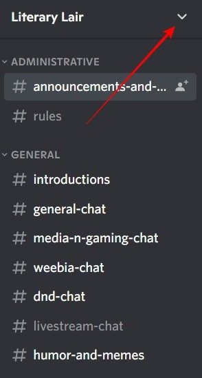 Изменить имя пользователя Discord на сервере Стрелка вниз