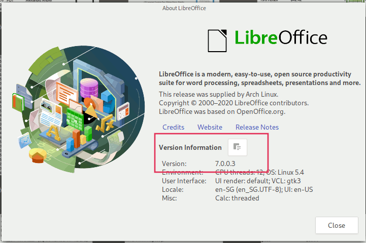 Проверьте версию LibreOffice