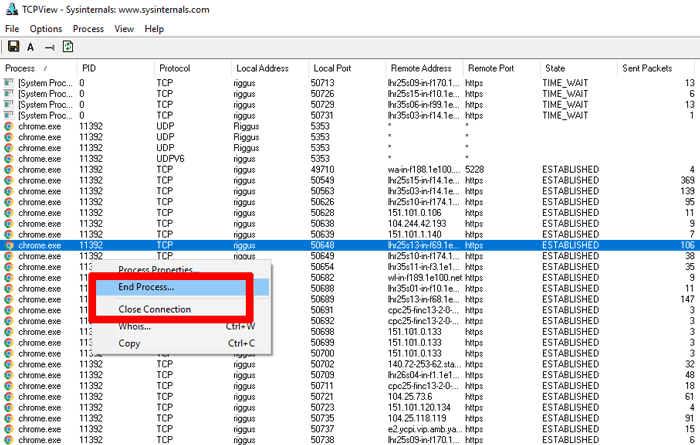 проверить используемые порты-windows-10-end-process