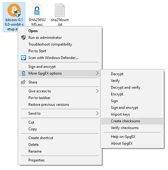 Проверка подписей программного обеспечения. Щелкните правой кнопкой мыши контрольные суммы.