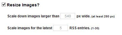 Вы можете изменить размер изображений в своих RSS-каналах.