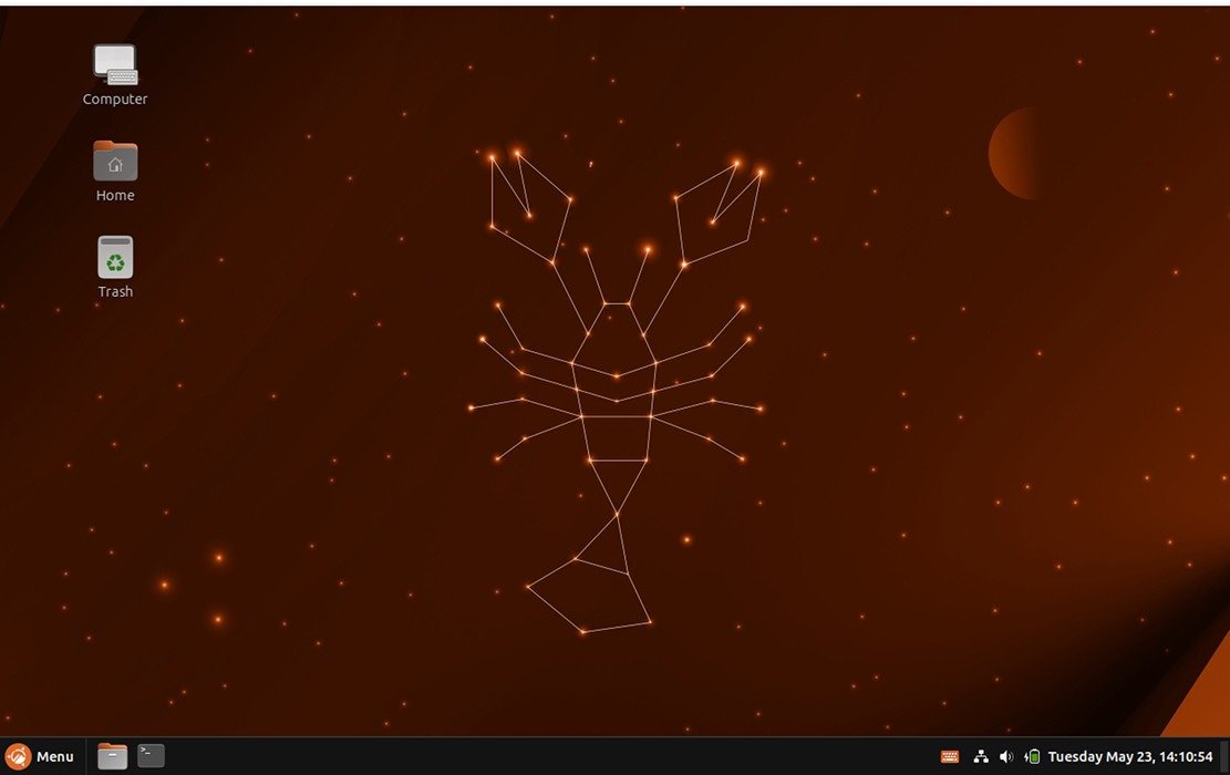 Снимок экрана, показывающий рабочий стол Ubuntu Cinnamon по умолчанию.