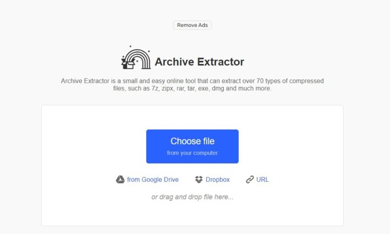 Выбор режима просмотра параметров файла в 123Apps Archive Extractor.