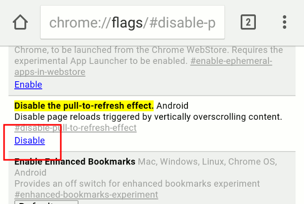 эффект Chrome-Pull-to-Refresh отключен