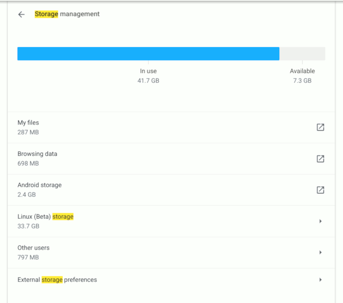 Управление хранилищем Chromebook 1