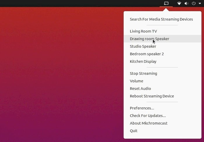 Скриншот всех доступных в сети устройств Chromecast и Google Home.
