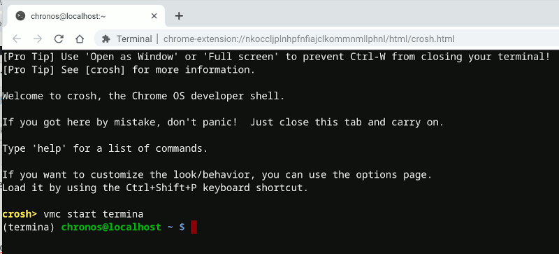 Терминал Chromeos Crosh Start