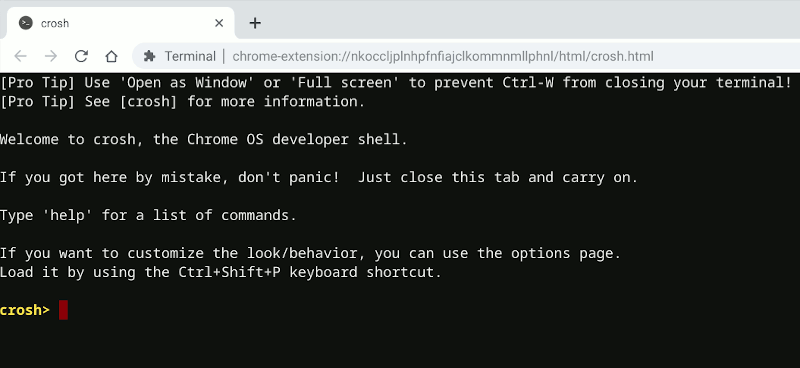 Терминал Chromeos Crosh