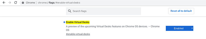 Флаг Chromeos Включить виртуальный рабочий стол