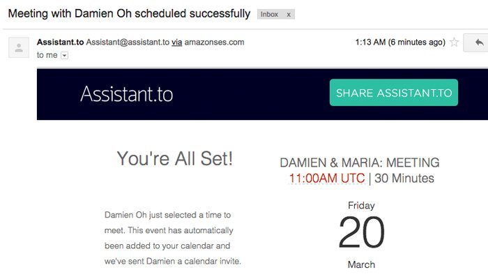 Assistant.to напомнит вам и получателю о вашей встрече.