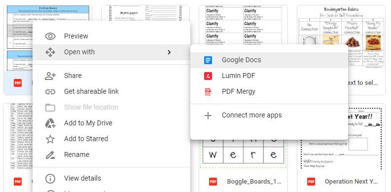 Очистить хранилище Google, открыть с помощью Google Docs