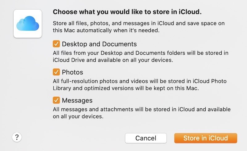 Очистите хранилище жесткого диска Mac в Icloud