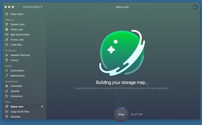 Сканирование космической линзы Cleanmymac