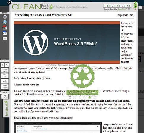 Веб-страница, оптимизированная для печати с использованием CleanPrint.