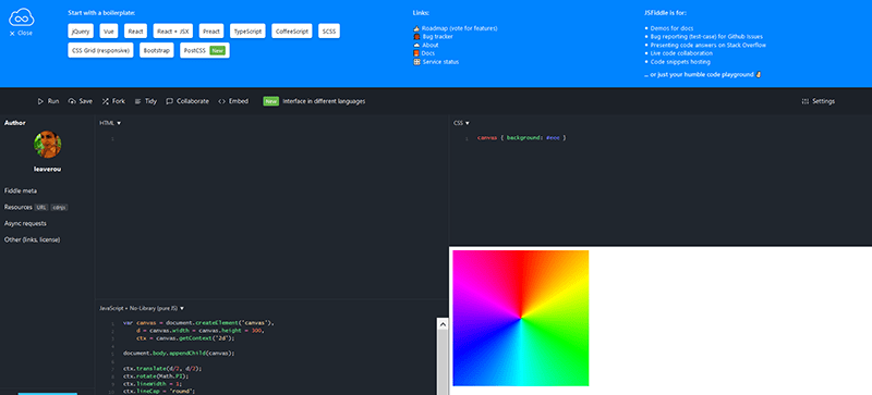 Игровые площадки кода Js Fiddle