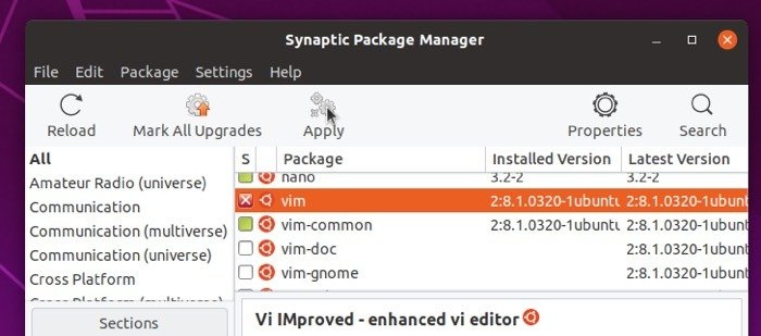 Полностью удалить программу Linux Synaptic Apply Remove