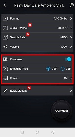 Сжатие больших файлов Android Audio Cutter Compress