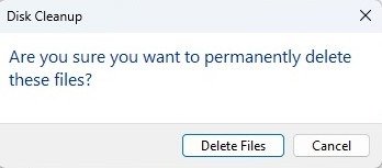 Нажмите «Удалить файлы» во всплывающем окне подтверждения.