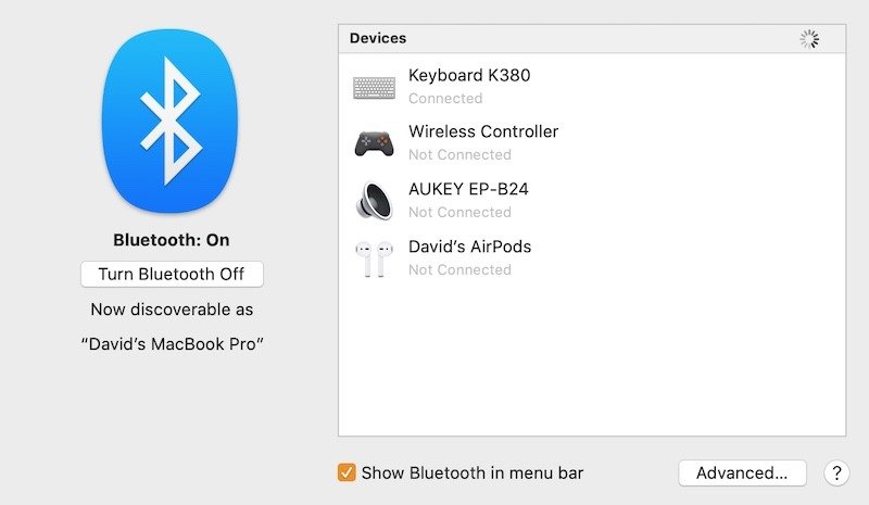 Подключите Airpods к Mac через Bluetooth